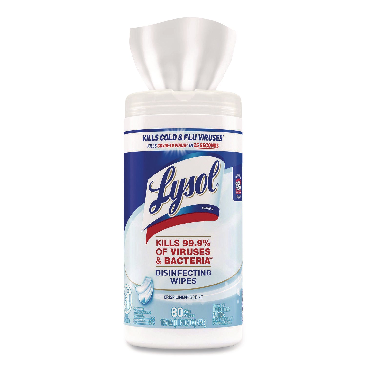Lysol Disinfecting Wipes, Crisp Linen Scent, 7" x 7.25", White, 80 Wipes per Tub, 1 Tub