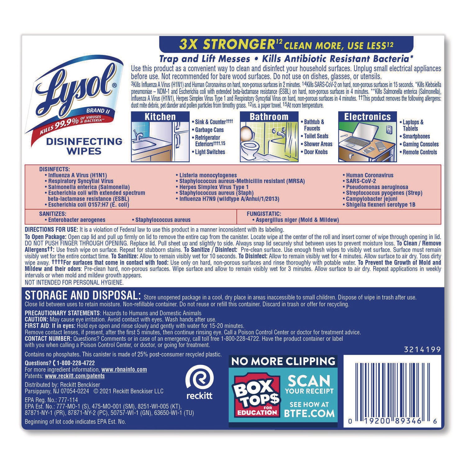 Lysol Disinfecting Wipes, Crisp Linen Scent, 7" x 7.25", White, 80 Wipes per Tub, 1 Tub