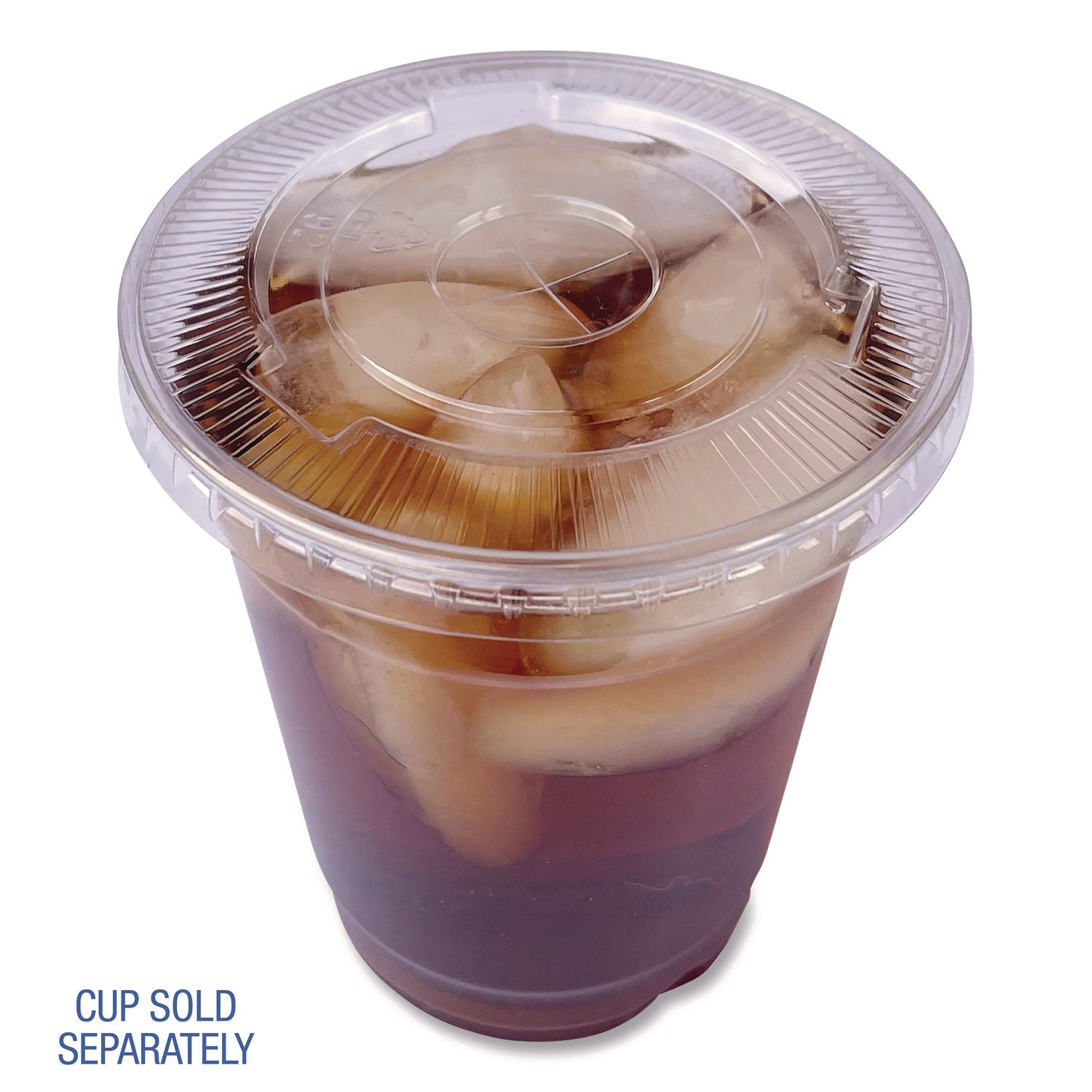 Crystal-Clear Cold Cup Straw-Slot Lids, Fits 9 oz Squat/12 oz Cold Cups, Plastic, Clear, 100/Pack