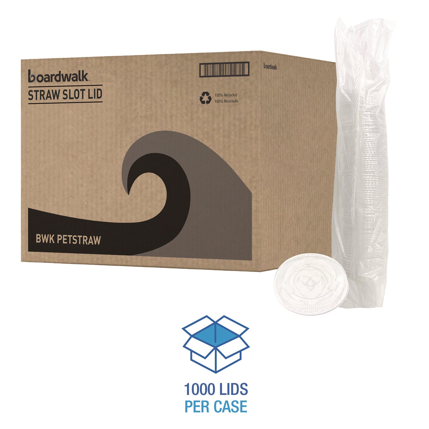Crystal-Clear Cold Cup Straw-Slot Lids, Fits 9 oz Squat/12 oz Cold Cups, Plastic, Clear, 1,000/Carton