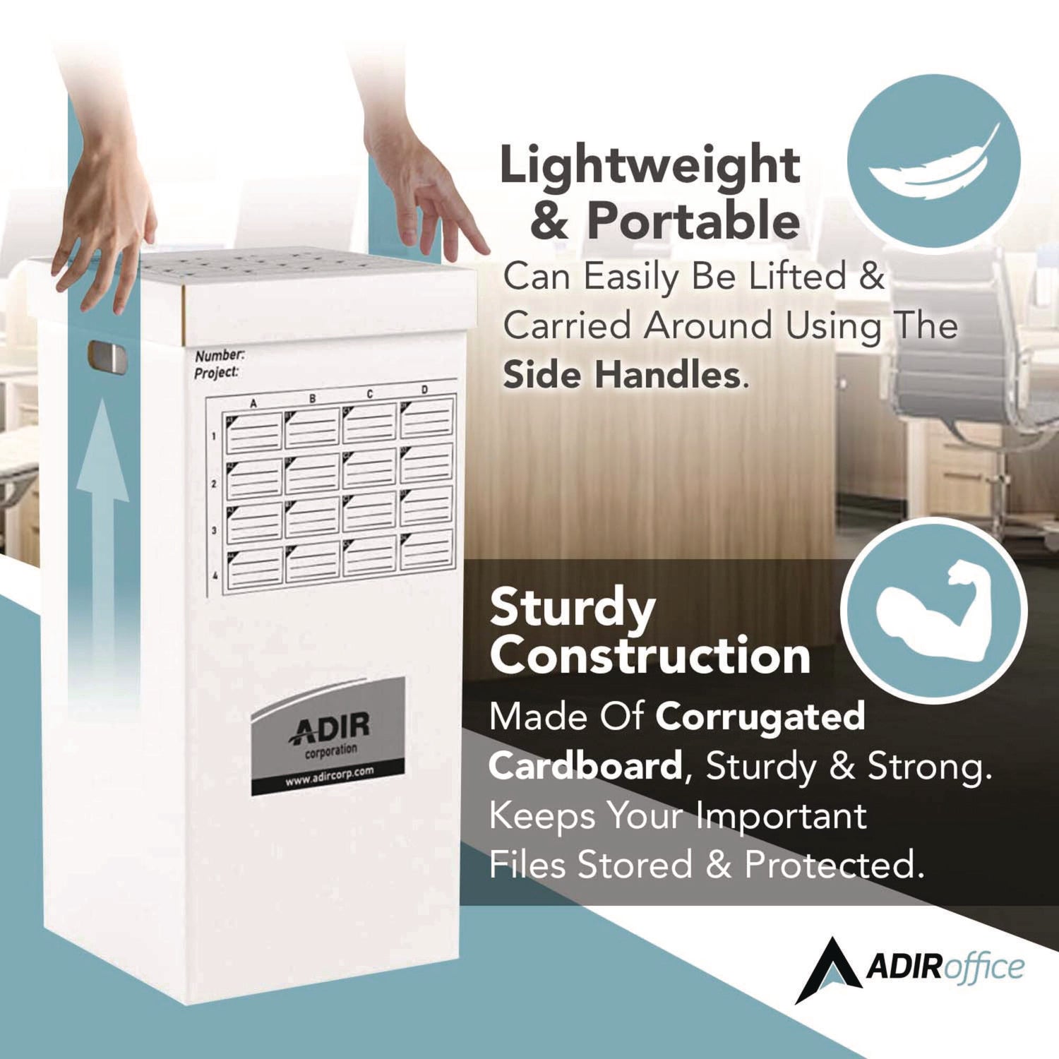 16 Slot Blueprint Rolled File Upright Storage Box, 16 Compartments, 17.5 x 17.5 x 37, White