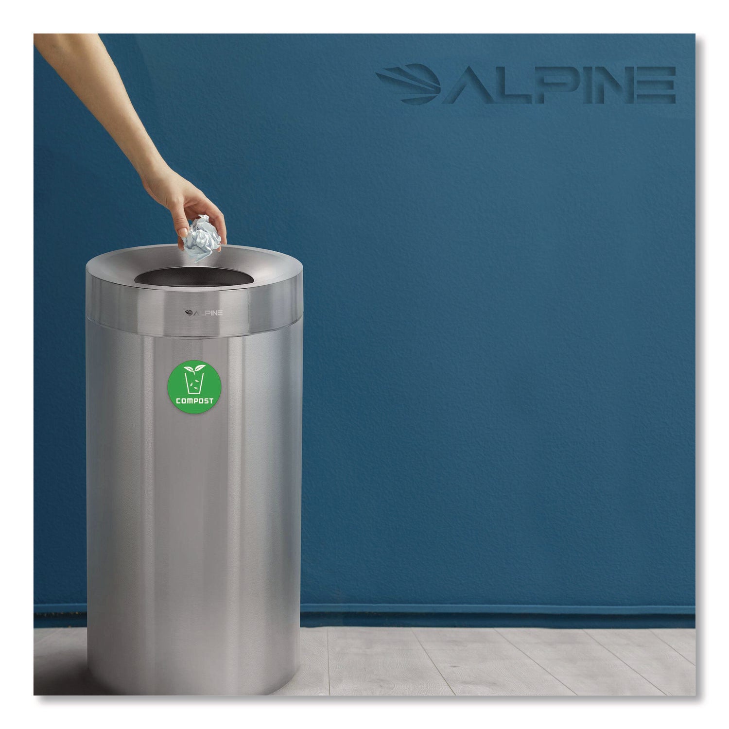 27 Gallon Stainless Steel Compost Can, Brushed Stainless Steel