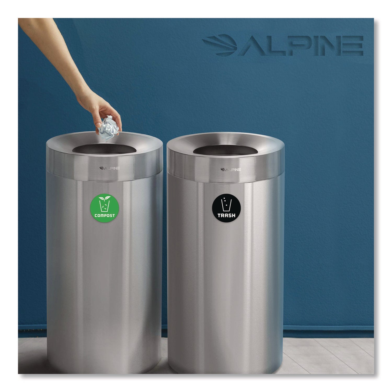 27 Gallon Stainless Steel Compost Bin and Trash Can, Brushed Stainless Steel