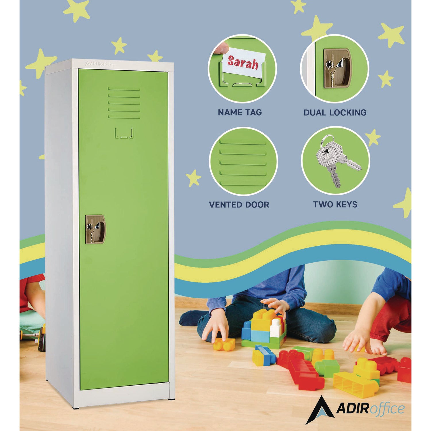 Steel Storage Locker, 1 Compartment, 15 x 15 x 48, Green
