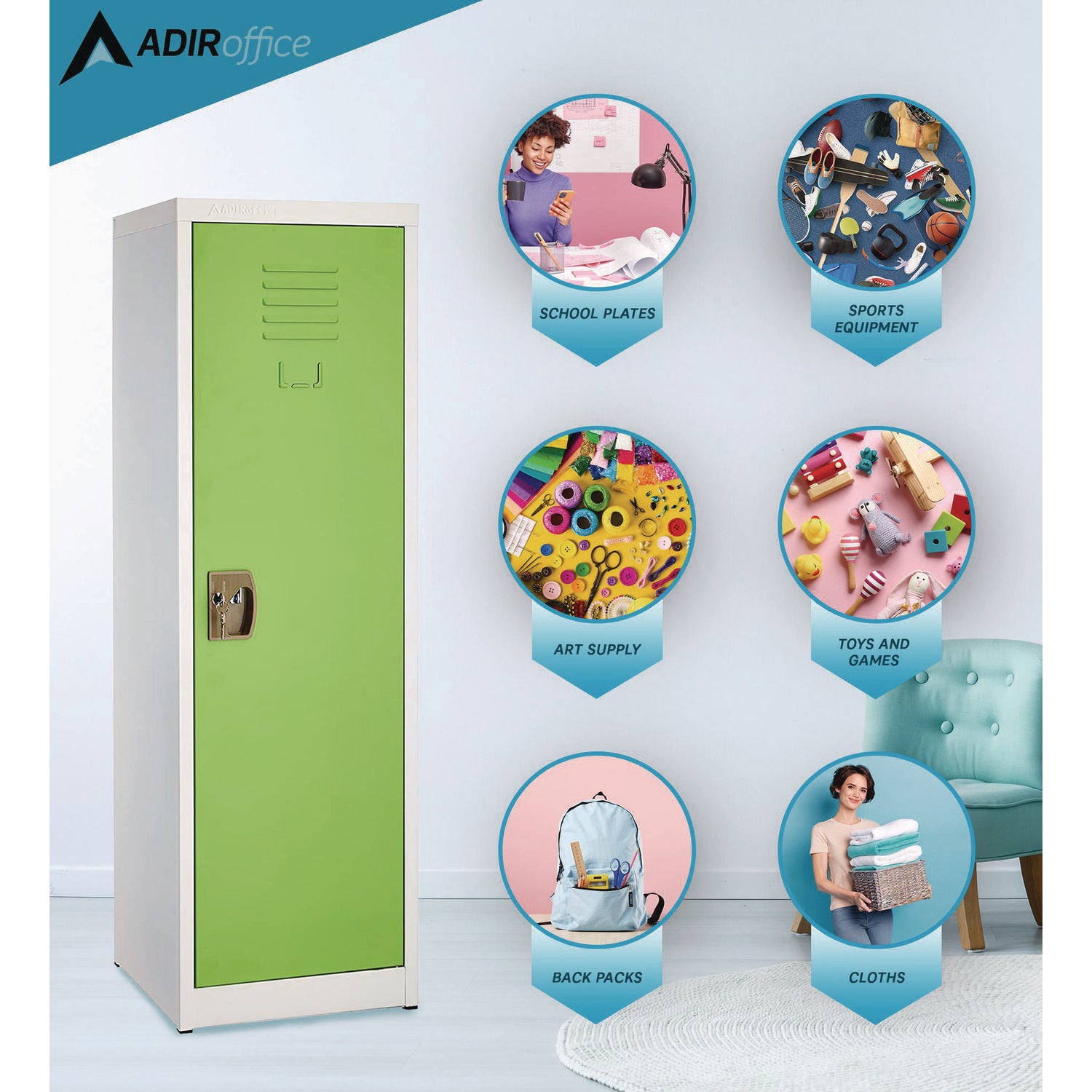 Steel Storage Locker, 1 Compartment, 15 x 15 x 48, Green