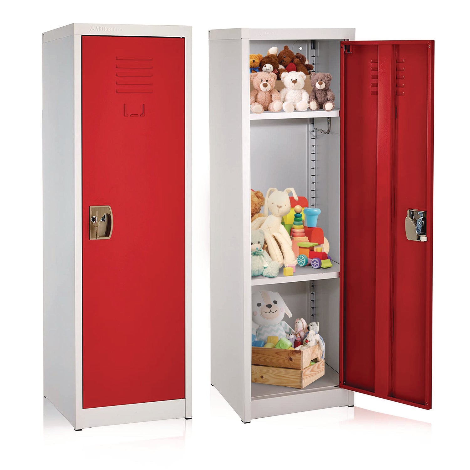 Steel Storage Locker, 1 Compartment, 15 x 15 x 48, Red
