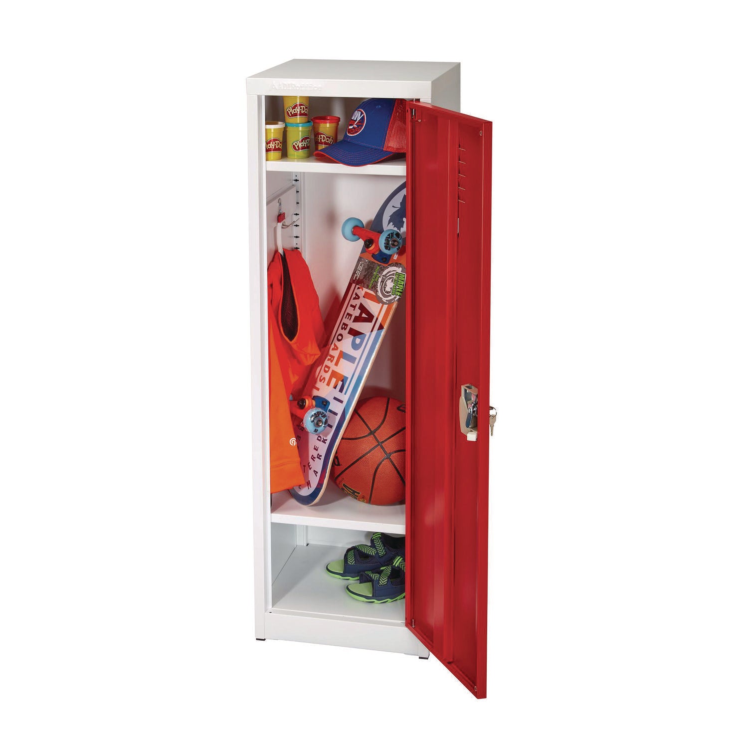 Steel Storage Locker, 1 Compartment, 15 x 15 x 48, Red