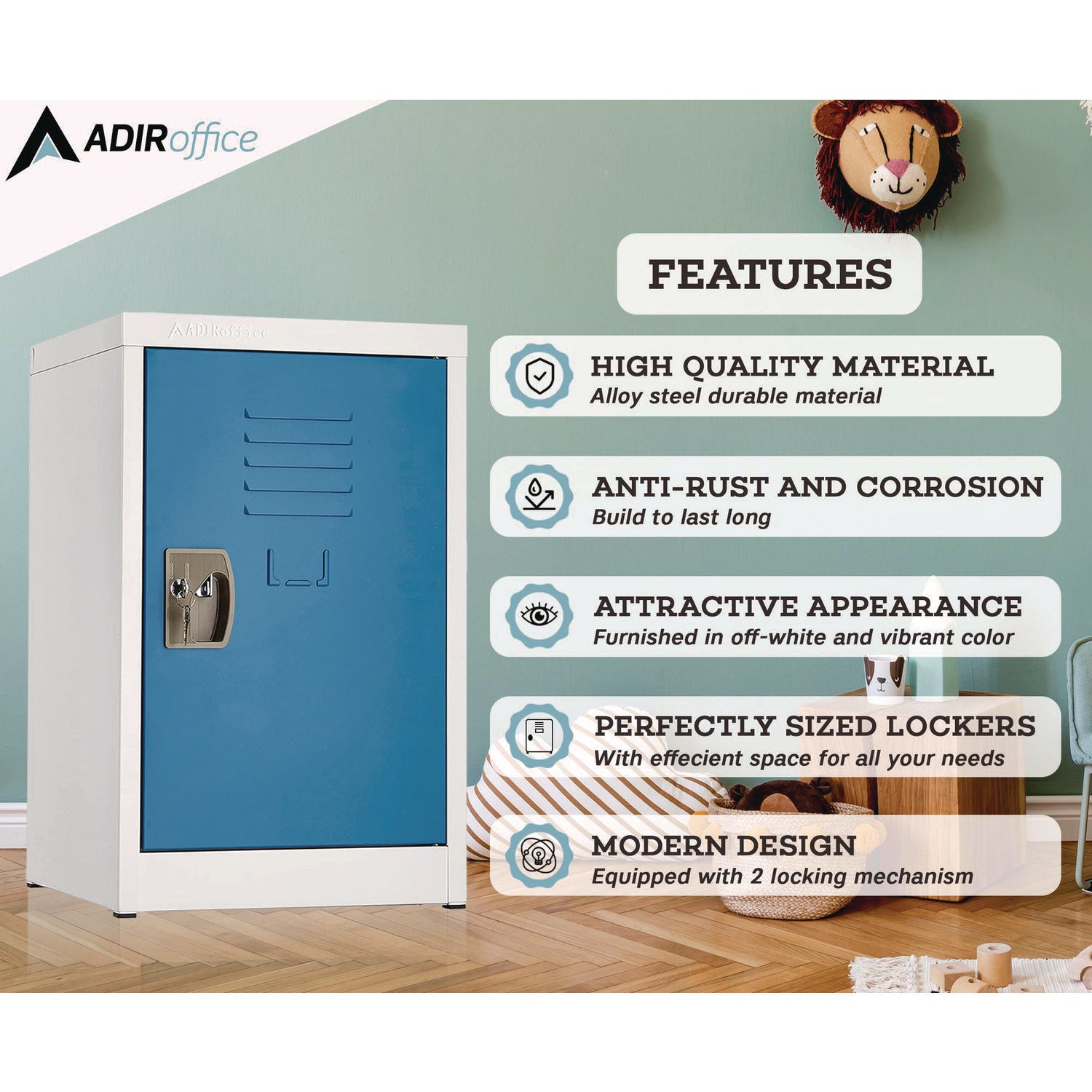 Steel Storage Locker, 1 Compartment, 15 x 15 x 24, Blue