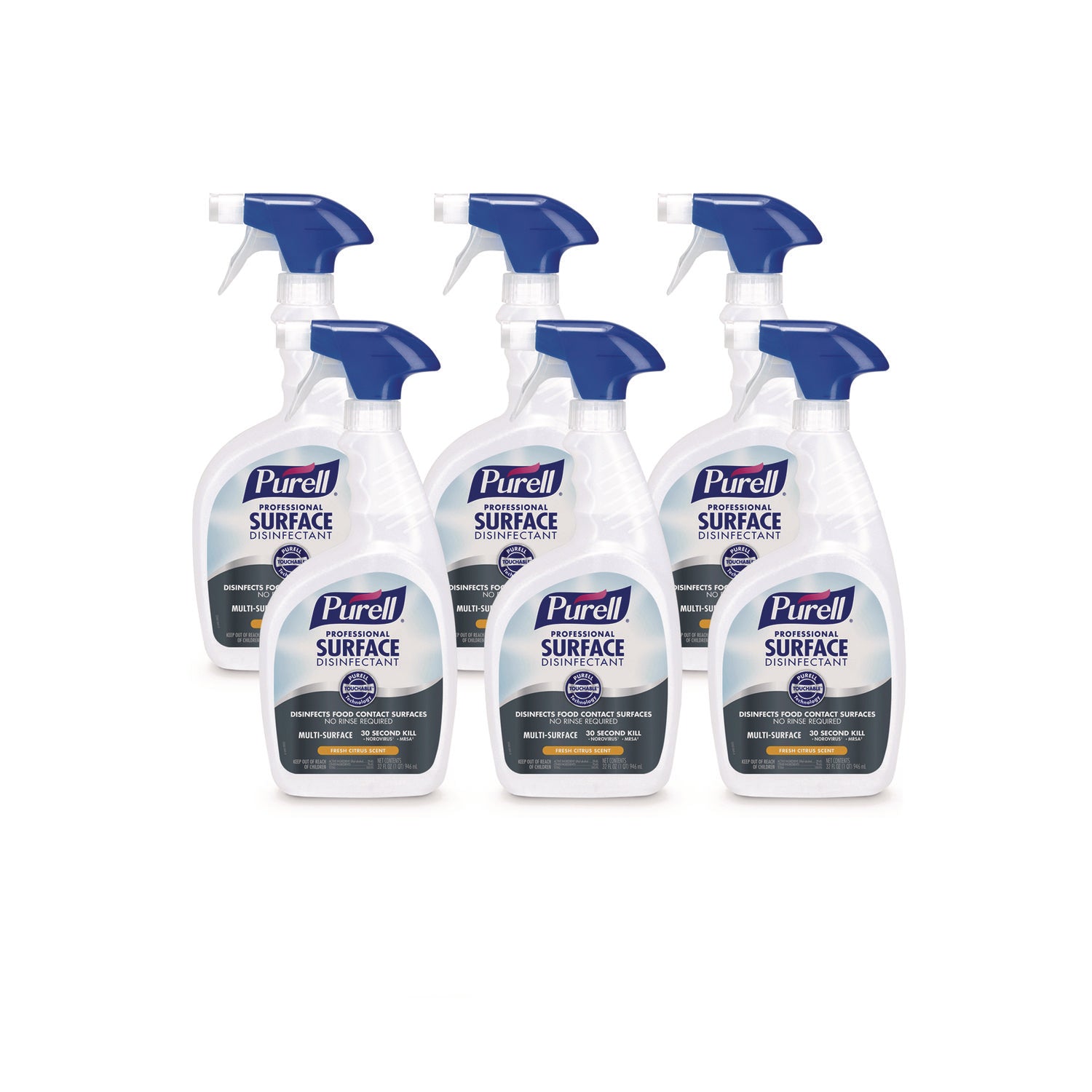 Ready-To-Use - 32 fl oz (1 quart) - Fresh Citrus Scent - Disinfectant, Rinse-free - Clear - 6 / Carton