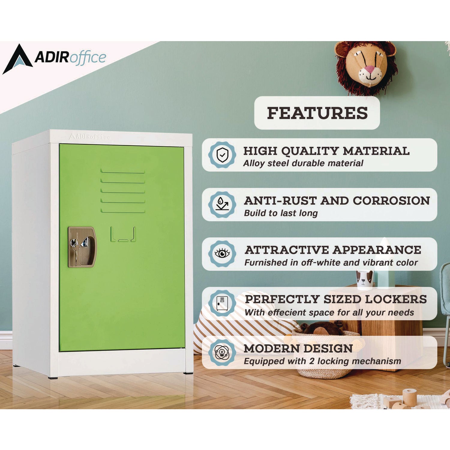 Steel Storage Locker, 1 Compartment, 15 x 15 x 24, Green