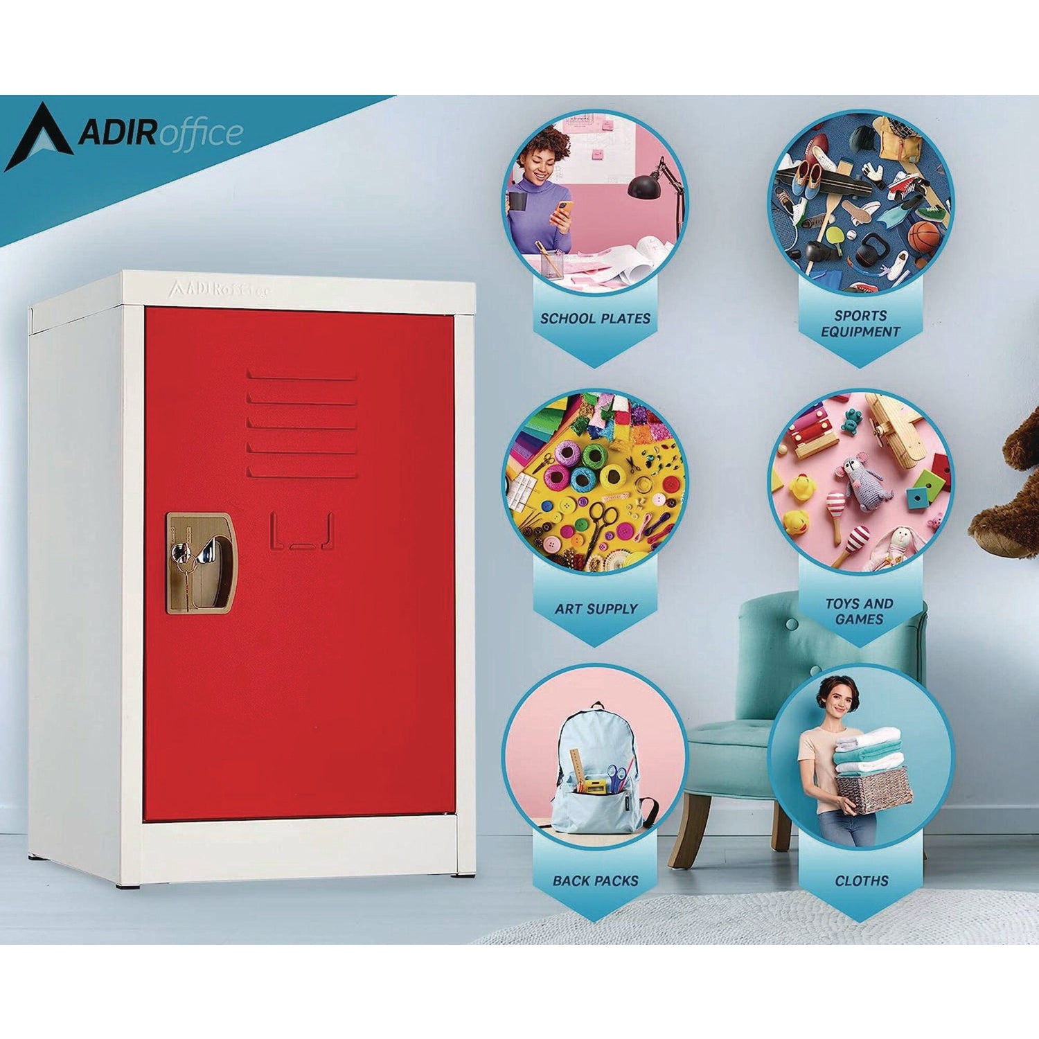 Steel Storage Locker, 1 Compartment, 15 x 15 x 24, Red