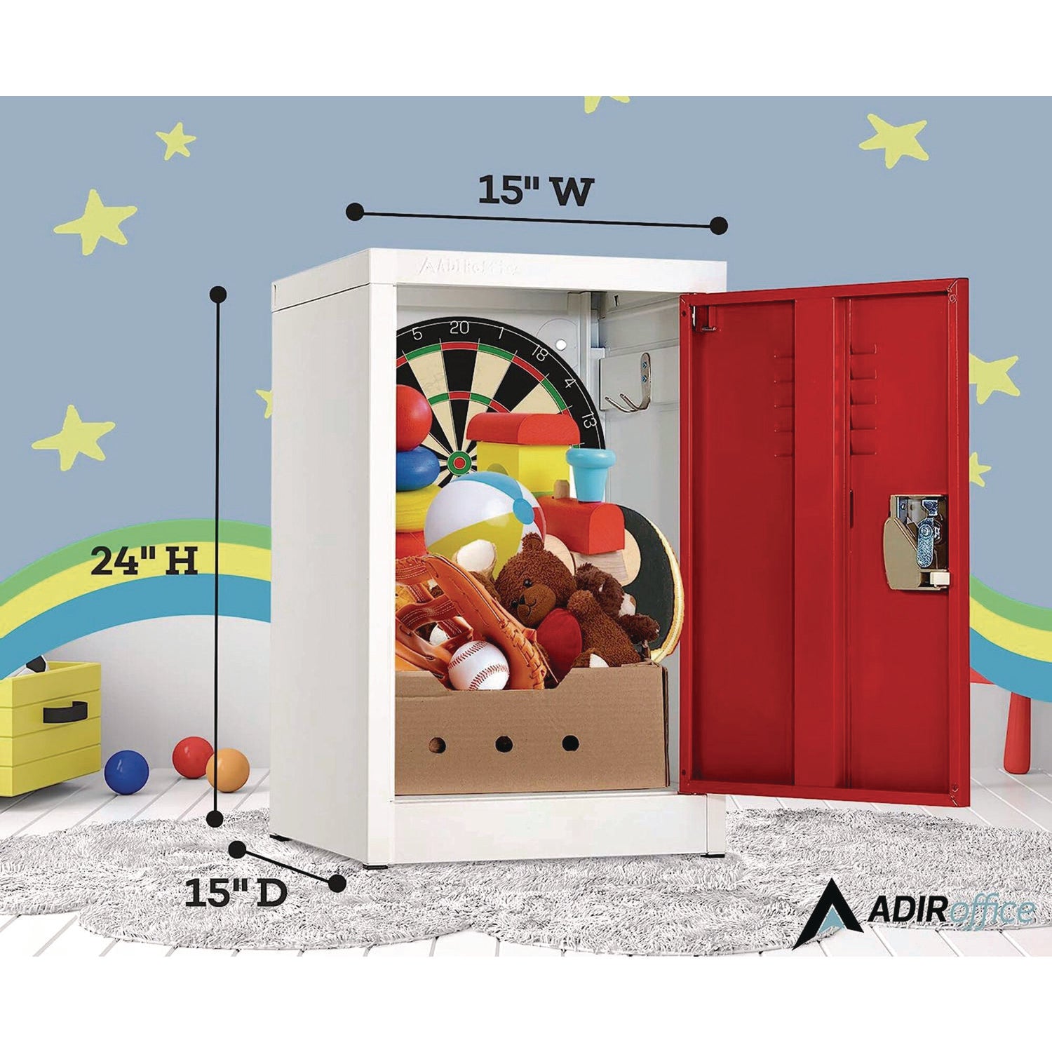 Steel Storage Locker, 1 Compartment, 15 x 15 x 24, Red