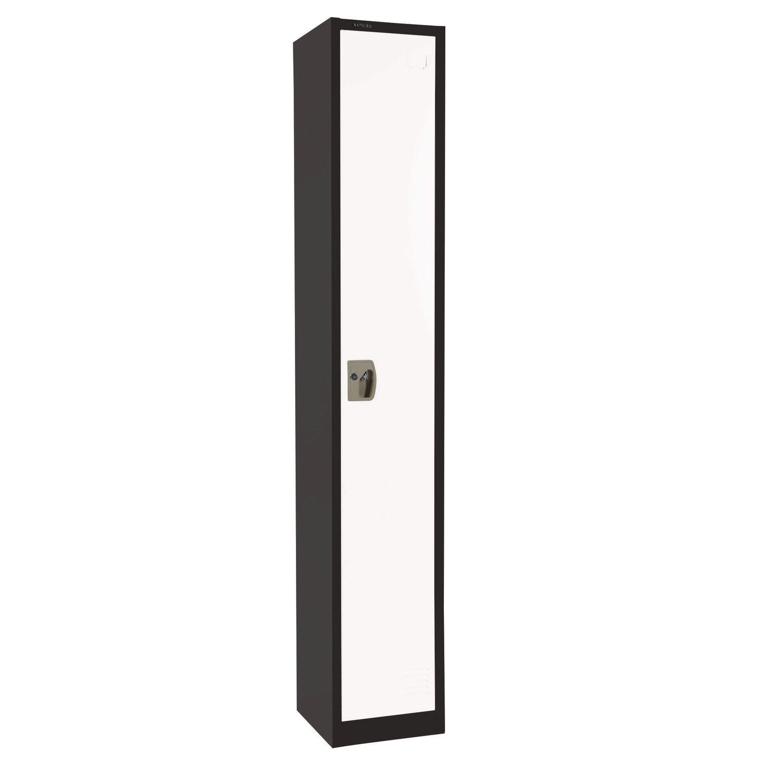 Steel Storage Locker, 1 Compartment, 12 x 12 x 72, Black Body/White Doors