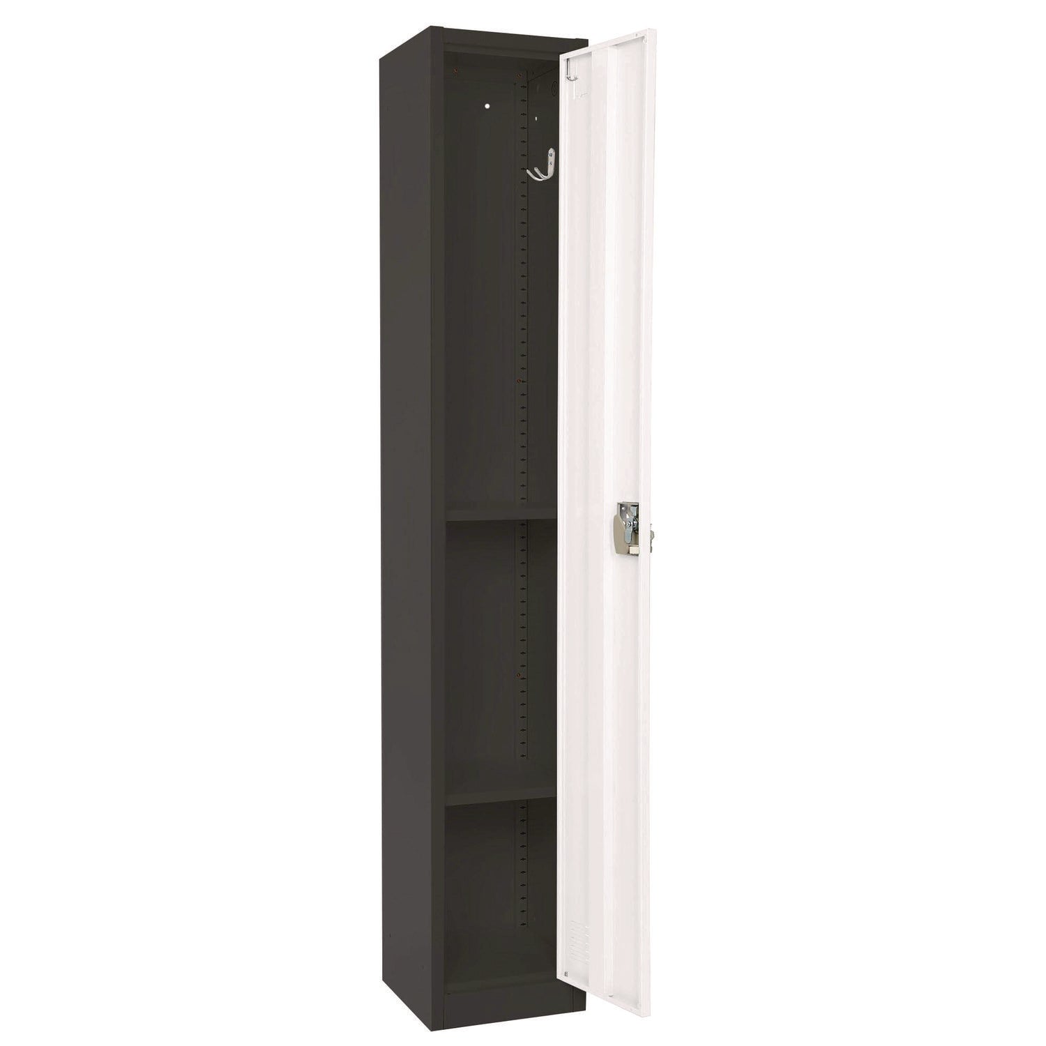 Steel Storage Locker, 1 Compartment, 12 x 12 x 72, Black Body/White Doors