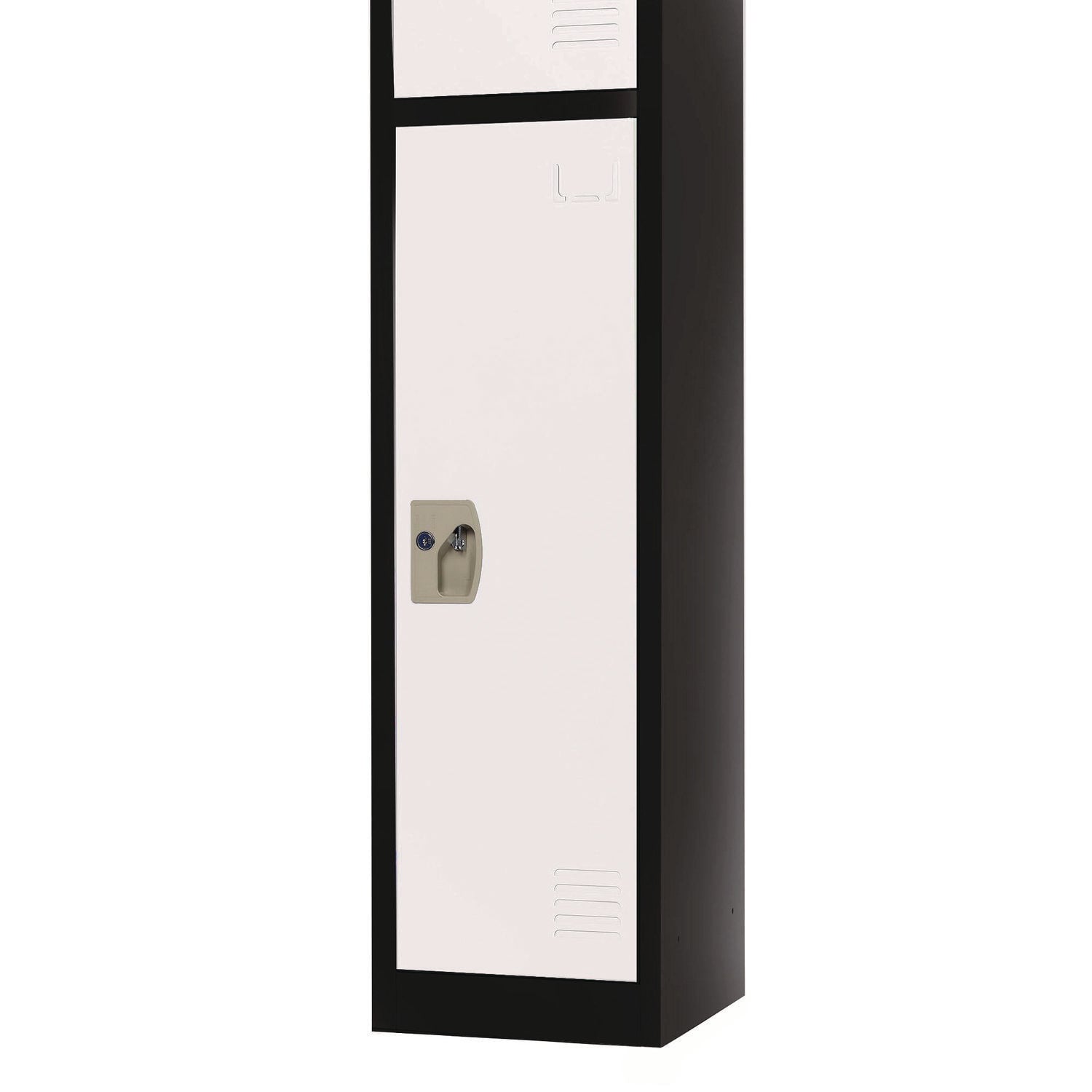 Steel Storage Locker, 1 Compartment, 12 x 12 x 72, Black Body/White Doors