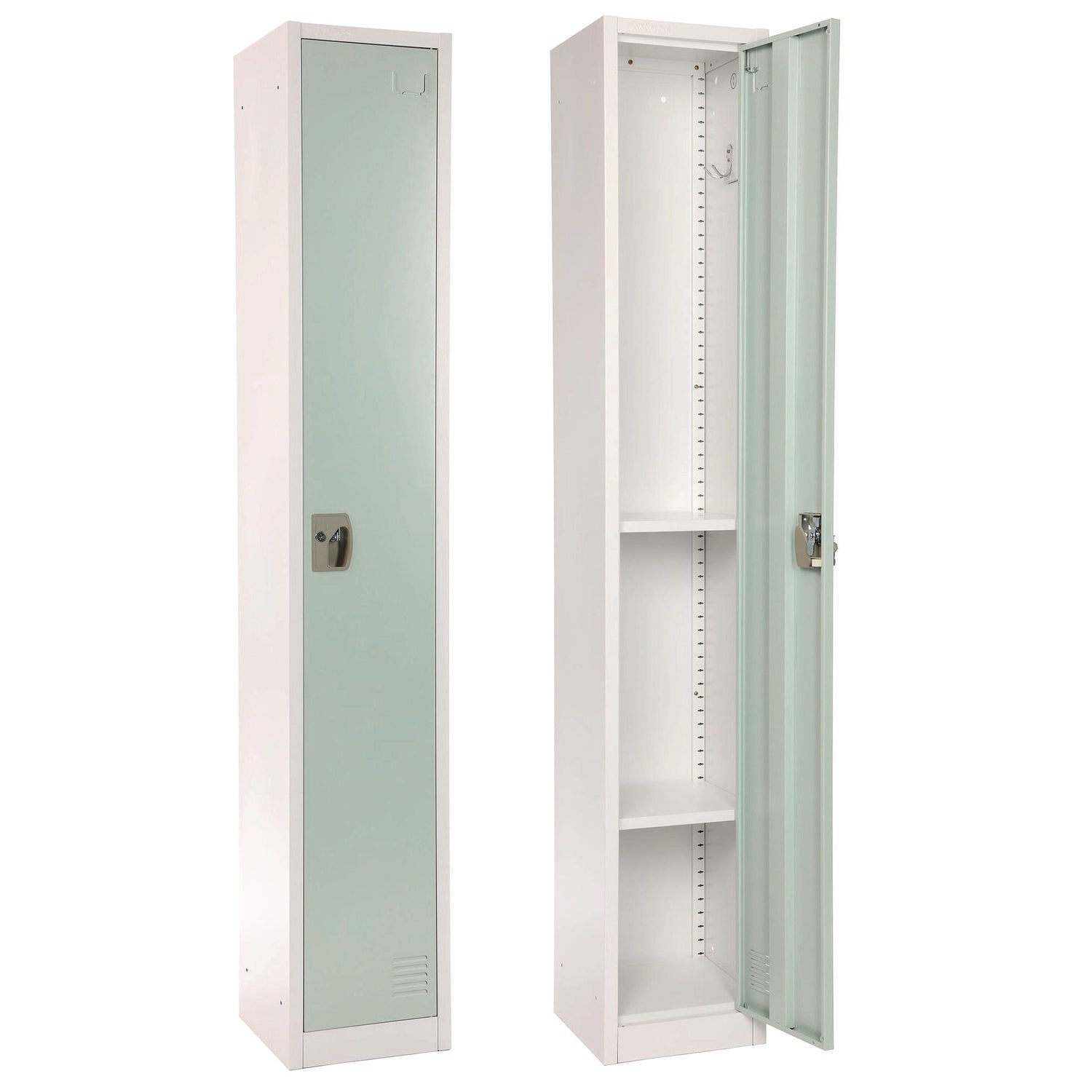 Steel Storage Locker, 1 Compartment, 12 x 12 x 72, Misty Green