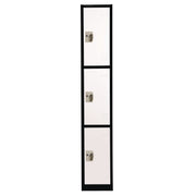 Steel Storage Locker, 3 Compartment, 12 x 12 x 72, Black Body/White Doors