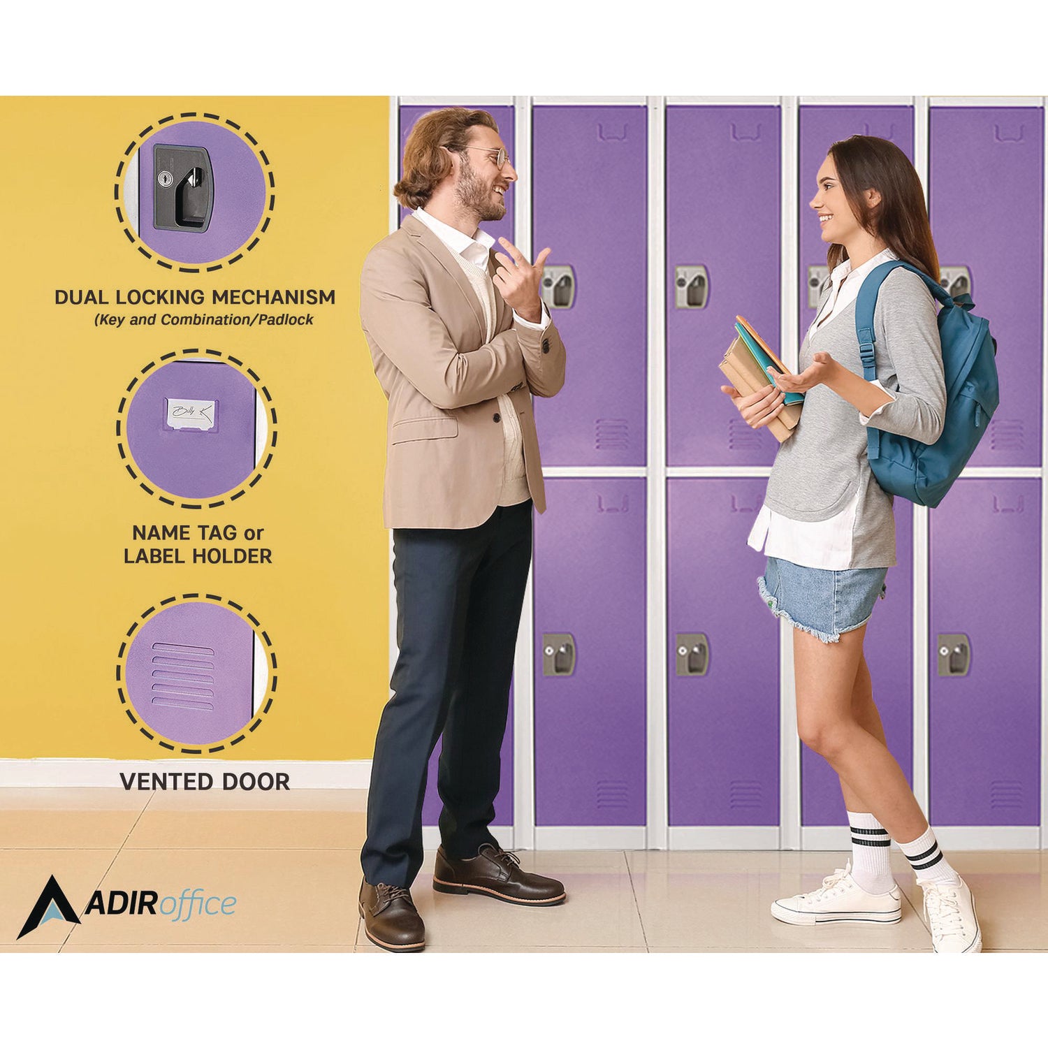 Steel Storage Locker, 2 Compartment, 12 x 12 x 72, Purple