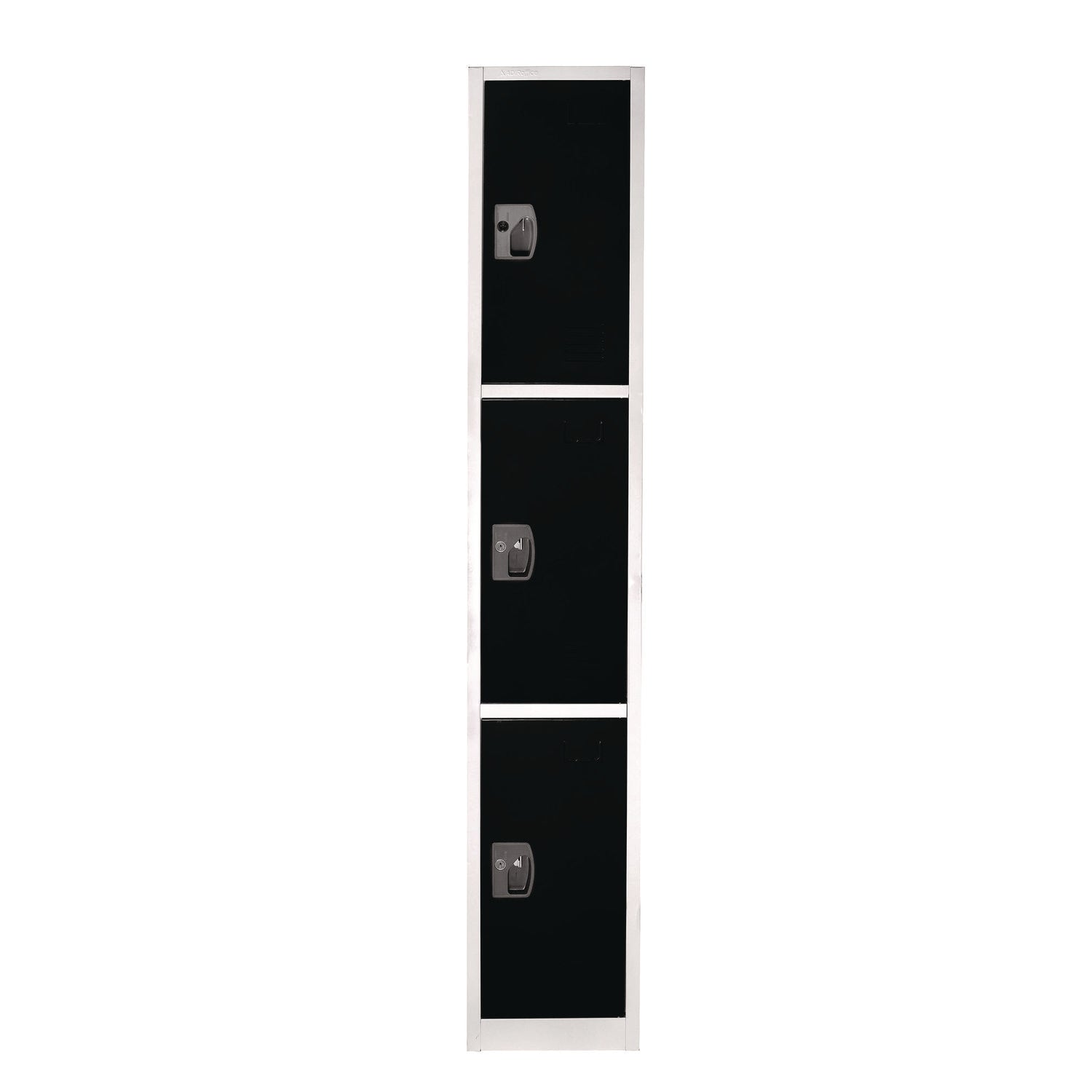Steel Storage Locker, 3 Compartment, 12 x 12 x 72, Black