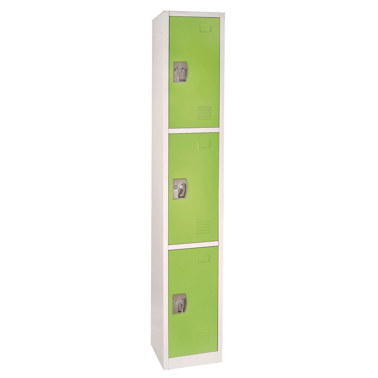 Steel Storage Locker, 3 Compartment, 12 x 12 x 72, Green