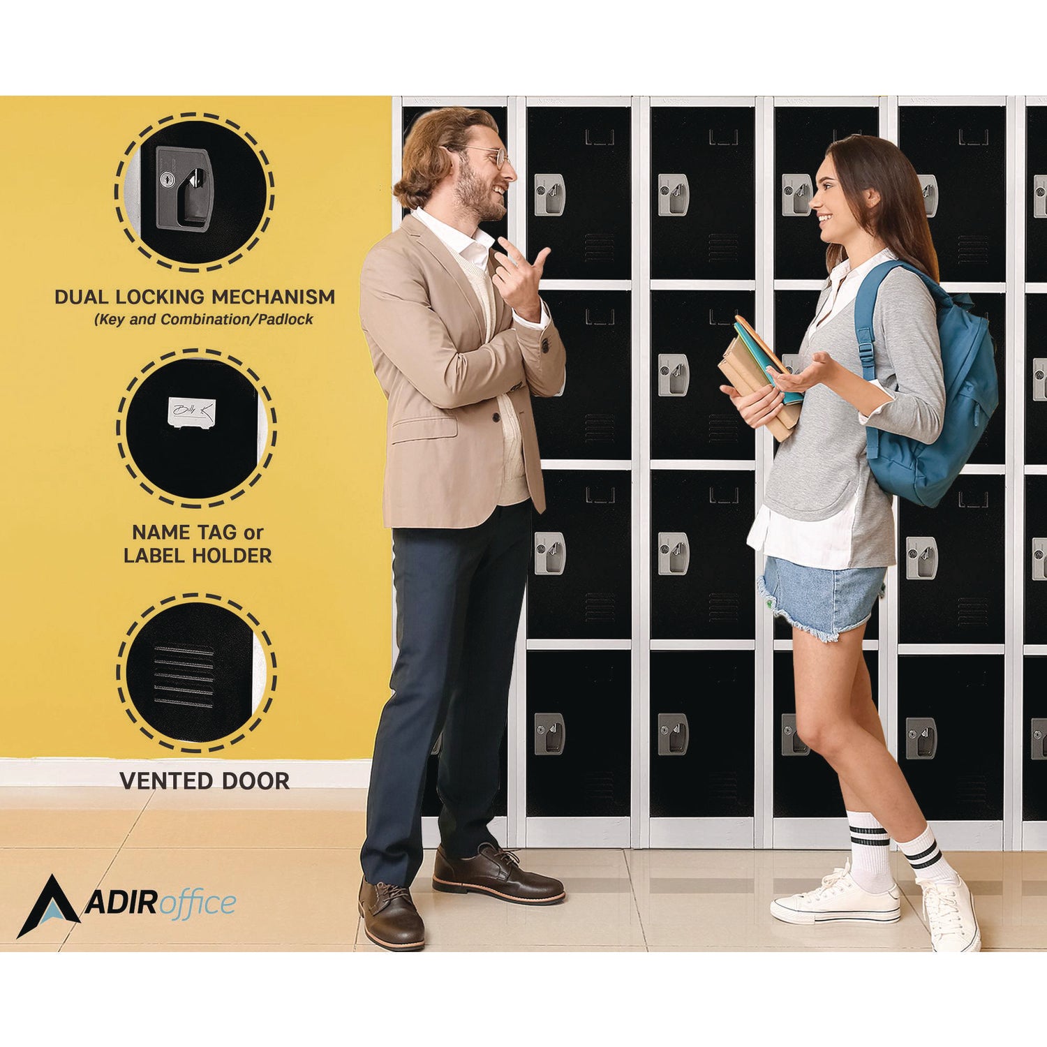 Steel Storage Locker, 4 Compartment, 12 x 12 x 72, Black