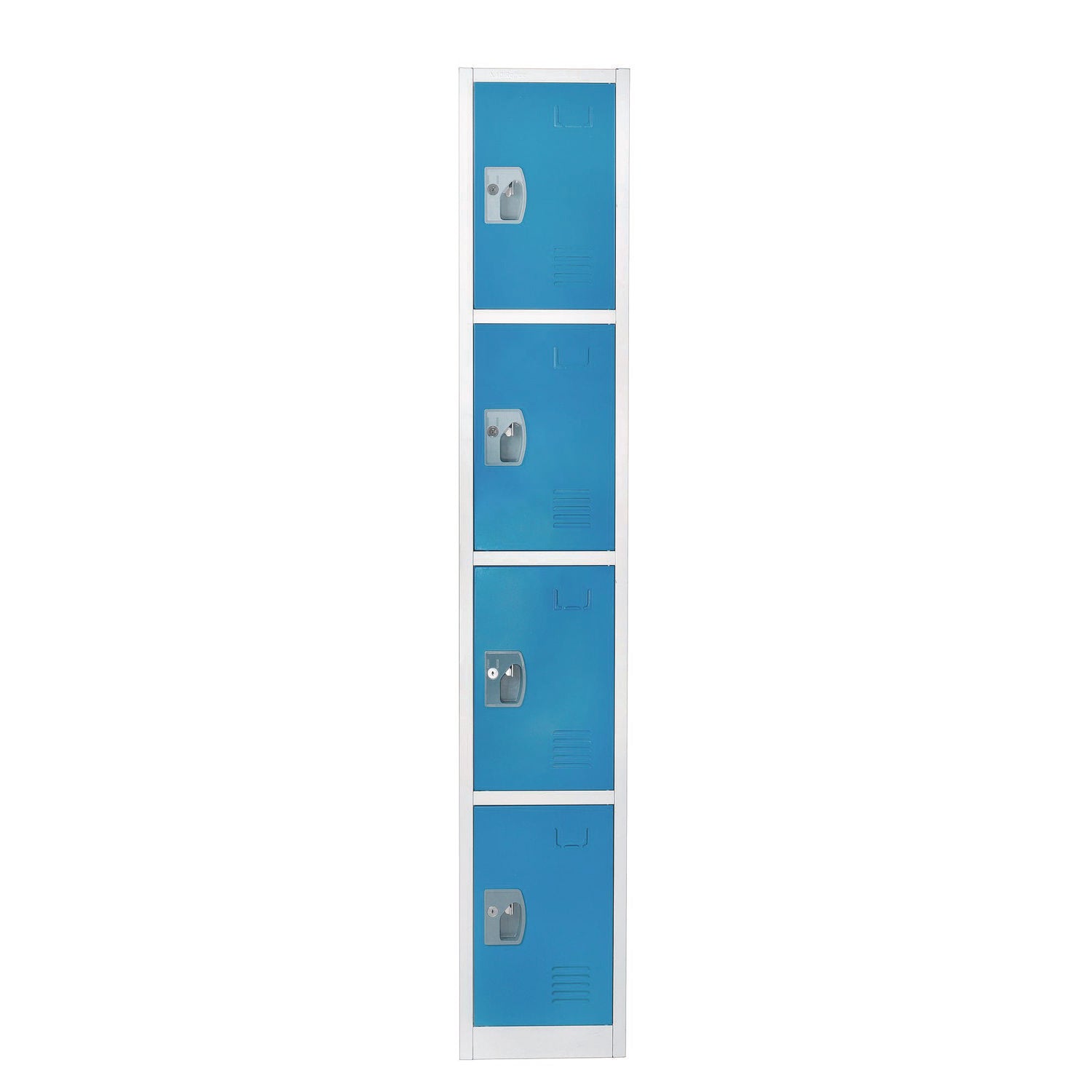 Steel Storage Locker, 4 Compartment, 12 x 12 x 72, Blue