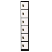 Steel Storage Locker, 6 Compartment, 12 x 12 x 72, Black Body/White Doors