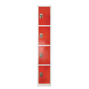 Steel Storage Locker, 4 Compartment, 12 x 12 x 72, Red