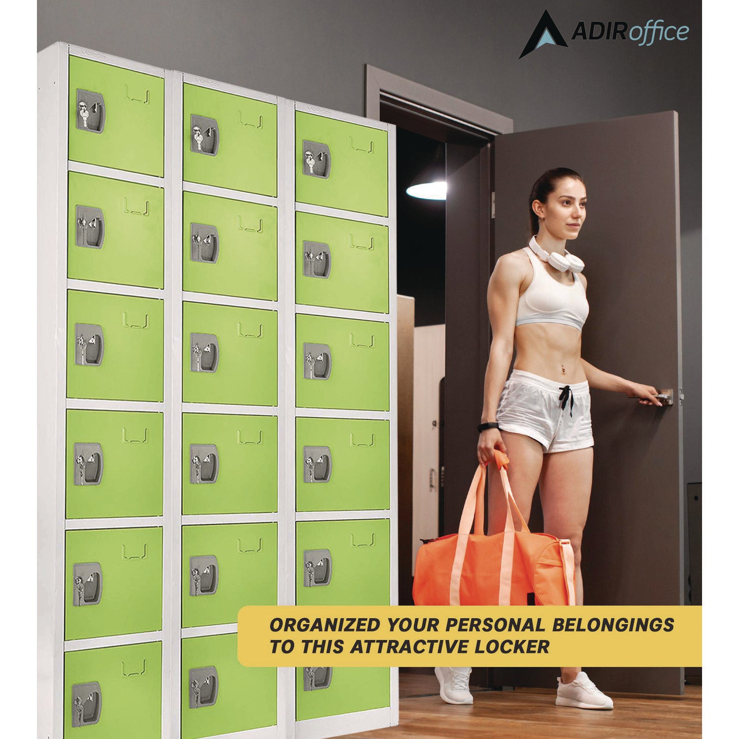 Steel Storage Locker, 6 Compartment, 12 x 12 x 72, Green