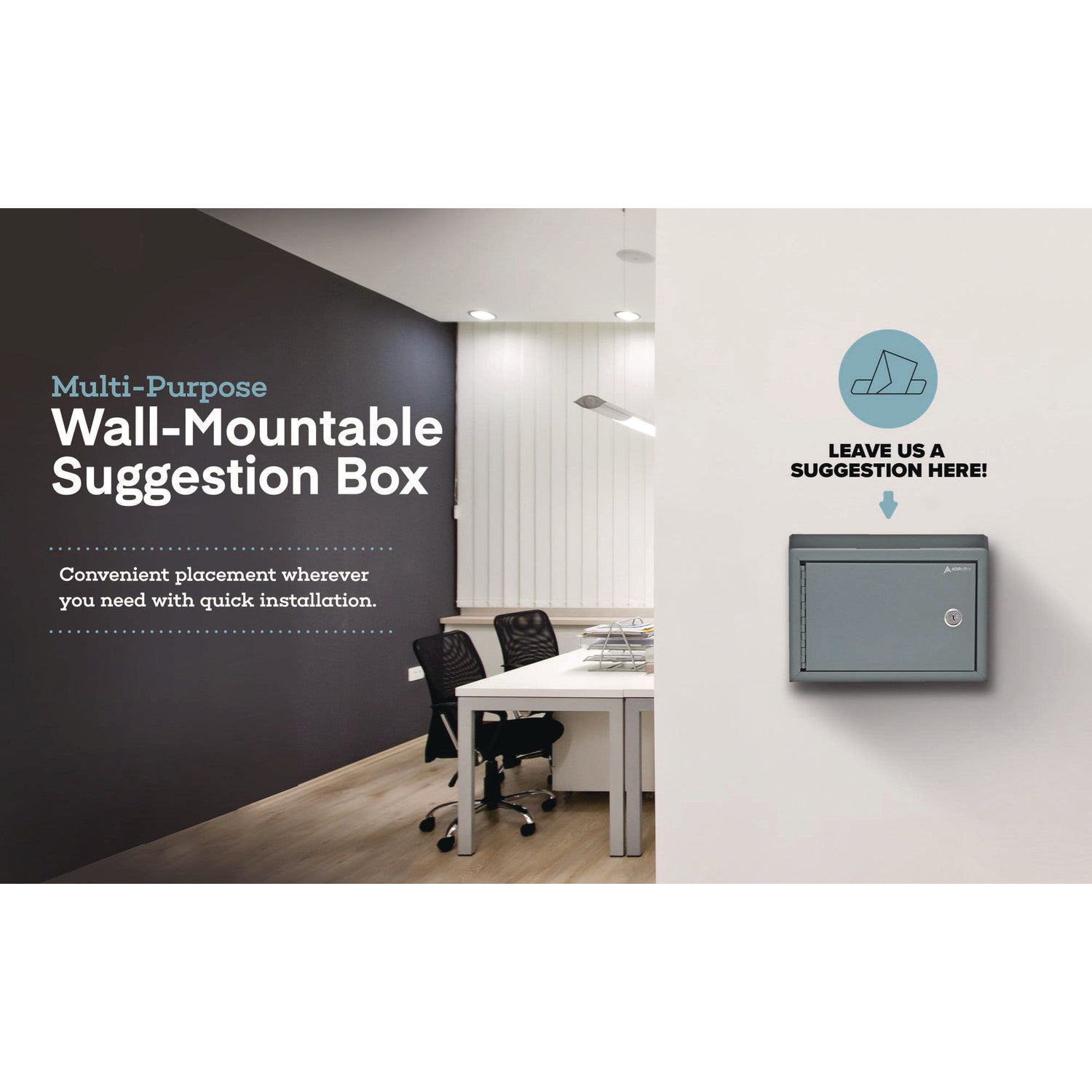 Medium Size Steel Multi-Purpose Secure Drop Box, 9.8 x 3.4 x 7.5, Gray