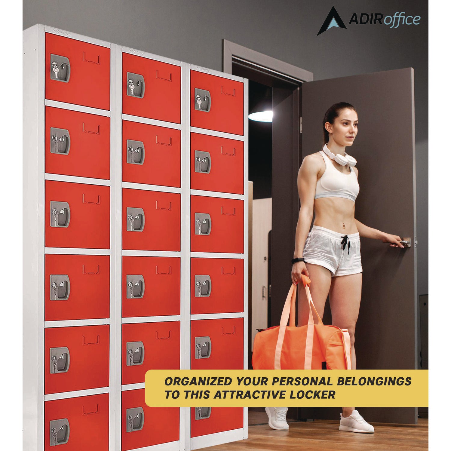 Steel Storage Locker, 6 Compartment, 12 x 12 x 72, Red