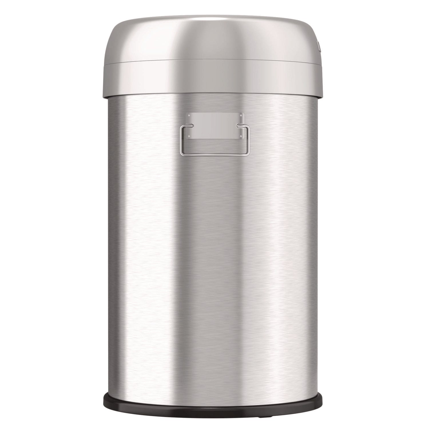 Open Top Trash Can, 13 gal, Plastic/Stainless Steel, Silver