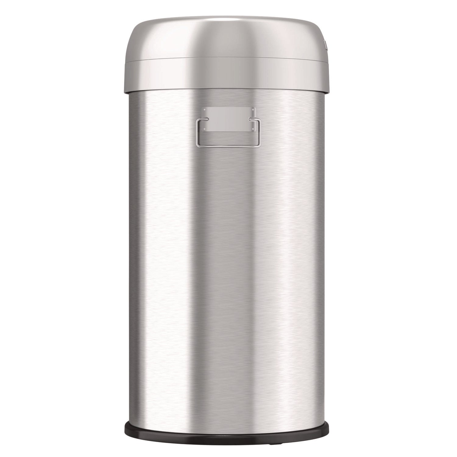 Open Top Trash Can, Round, 16 gal, Plastic/Stainless Steel, Silver