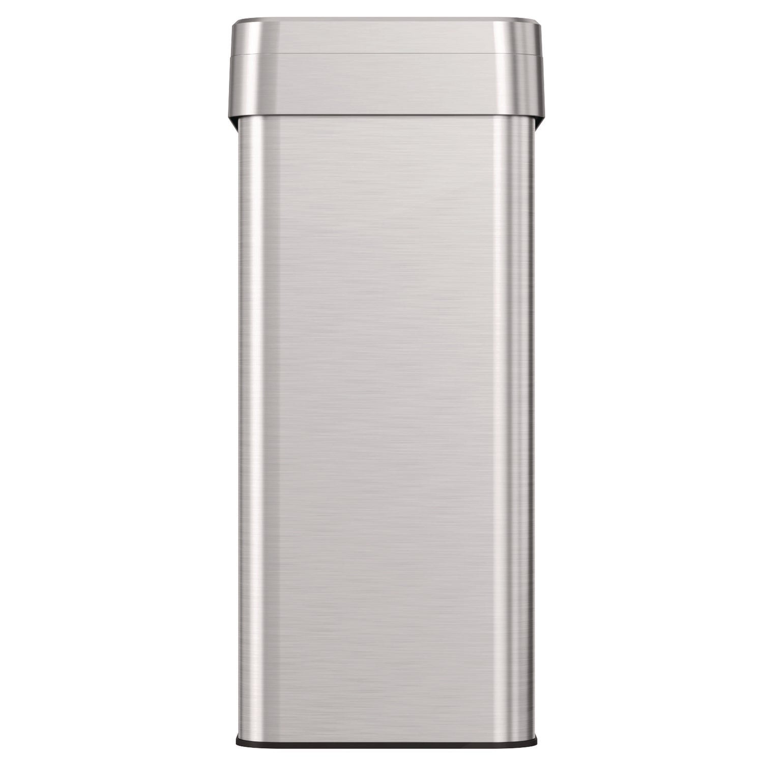 Open Top Trash Can, Rectangular, 16 gal, Plastic/Stainless Steel, Silver