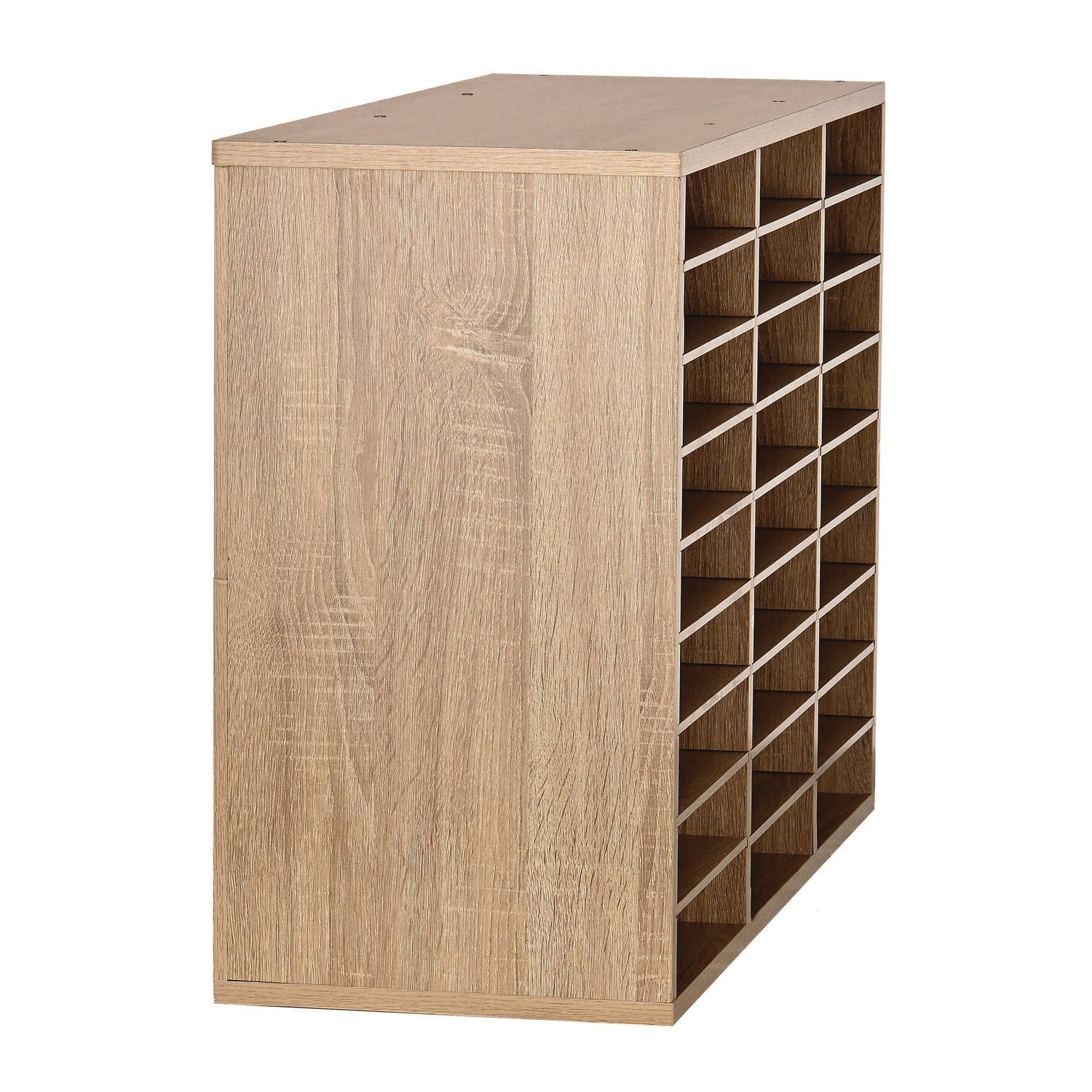 Wooden 27 Compartment Literature Organizer, 27 Sections, Letter Size, 31.49 x 11.81 x 21.65, Medium Oak