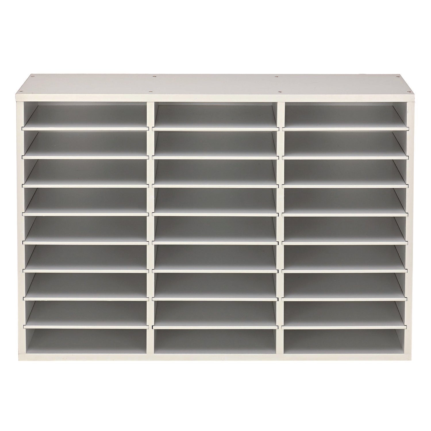 Wooden 27 Compartment Literature Organizer, 27 Sections, Letter Size, 31.49 x 11.81 x 21.65, White