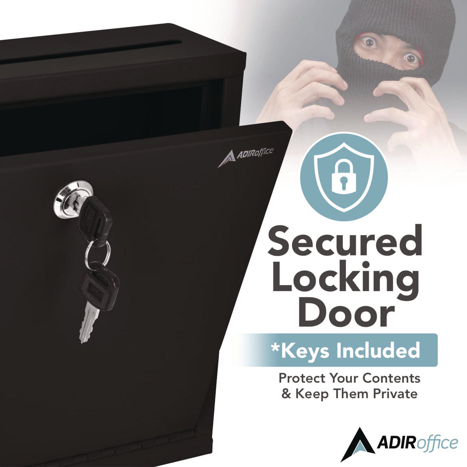Large Size Steel Multi-Purpose Secure Drop Box, 12 x 3 x 10, Black
