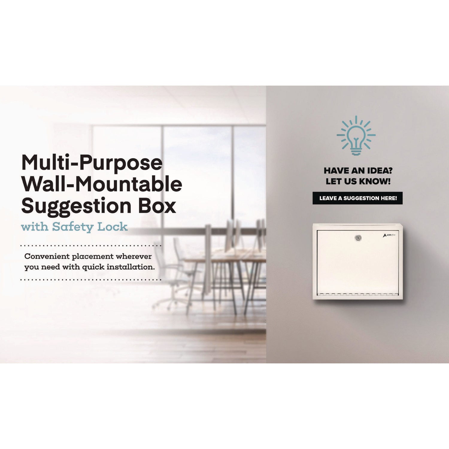 Large Size Steel Multi-Purpose Secure Drop Box, 12 x 3 x 10, White