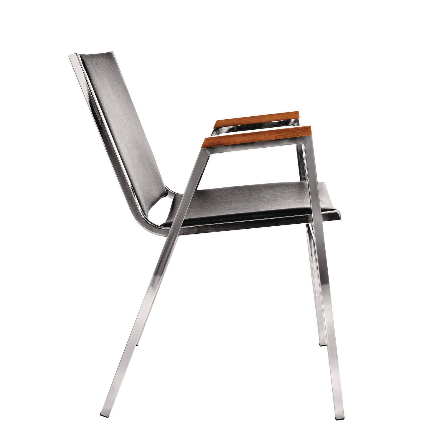 Vinyl Chrome Frame Stackable Office Chair, 16.5 x 22 x 32, Black Seat, Black Back, Chrome Base