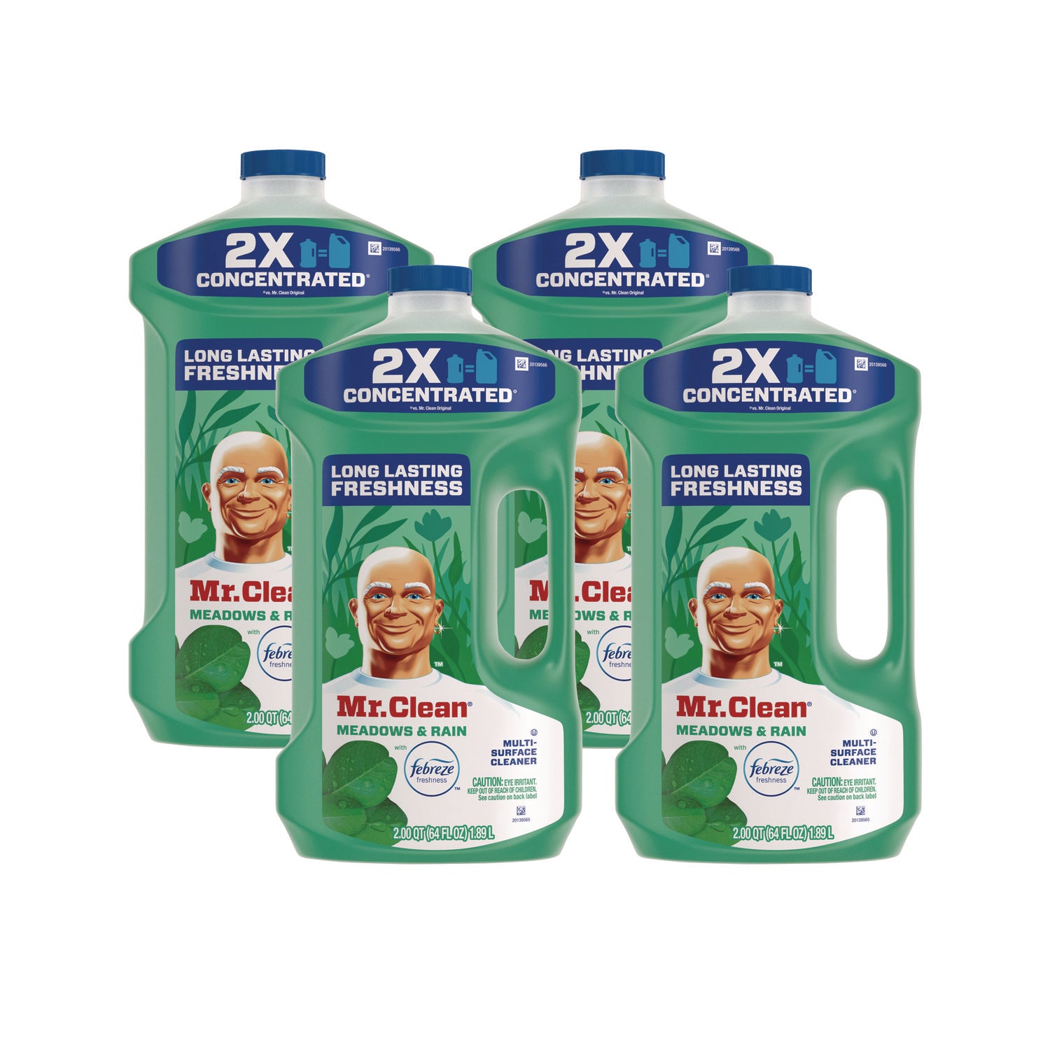 Mr. Clean Multi-Surface Cleaner, Concentrate, Liquid, Meadows & Rain Scent, Phosphate-Free, Green, 64 fl oz (2 quart), 1 Bottle