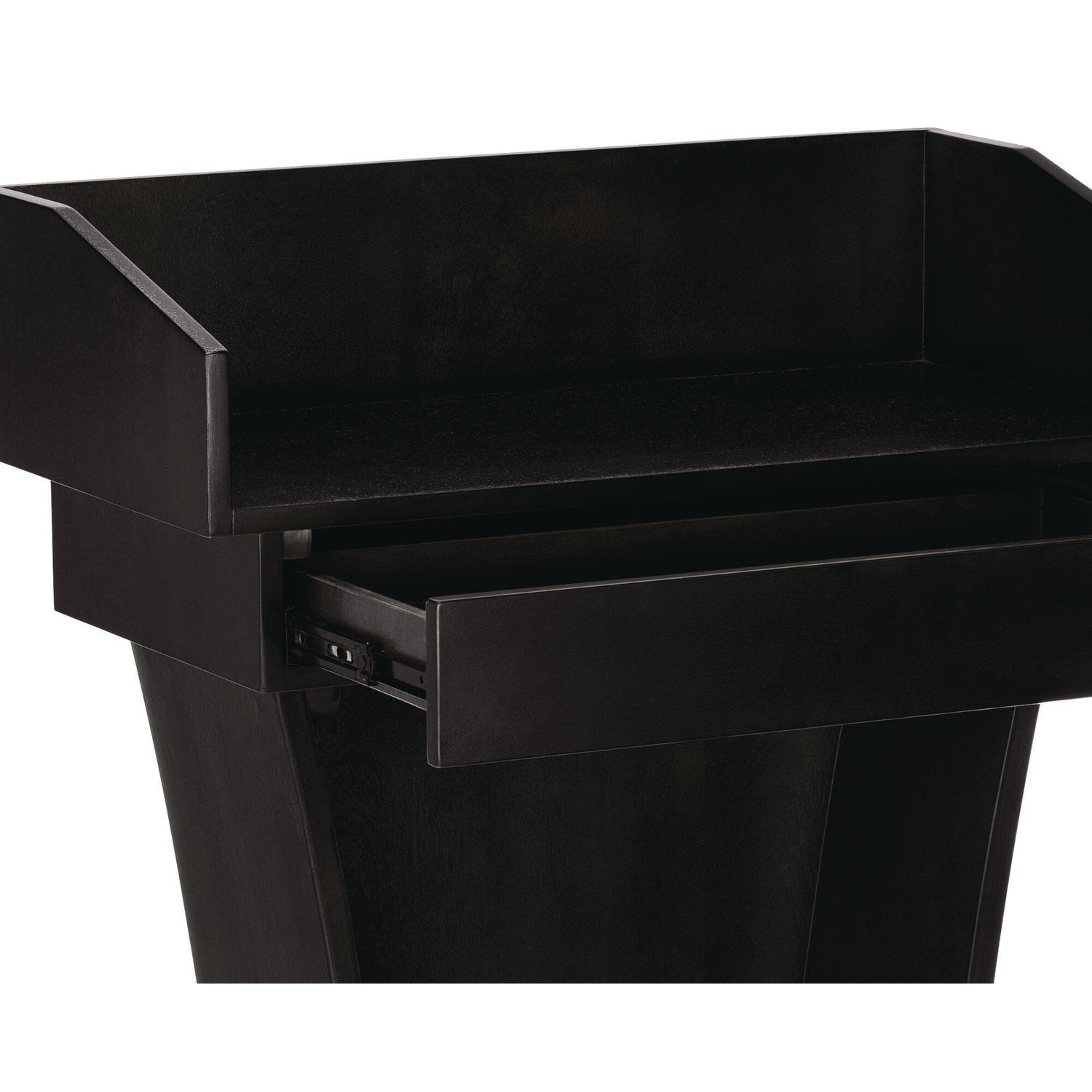 Wood Stand-Up Podium Lectern Speaker Stand with Drawer and Storage Area, 27.55 x 14 x 43.3, Black