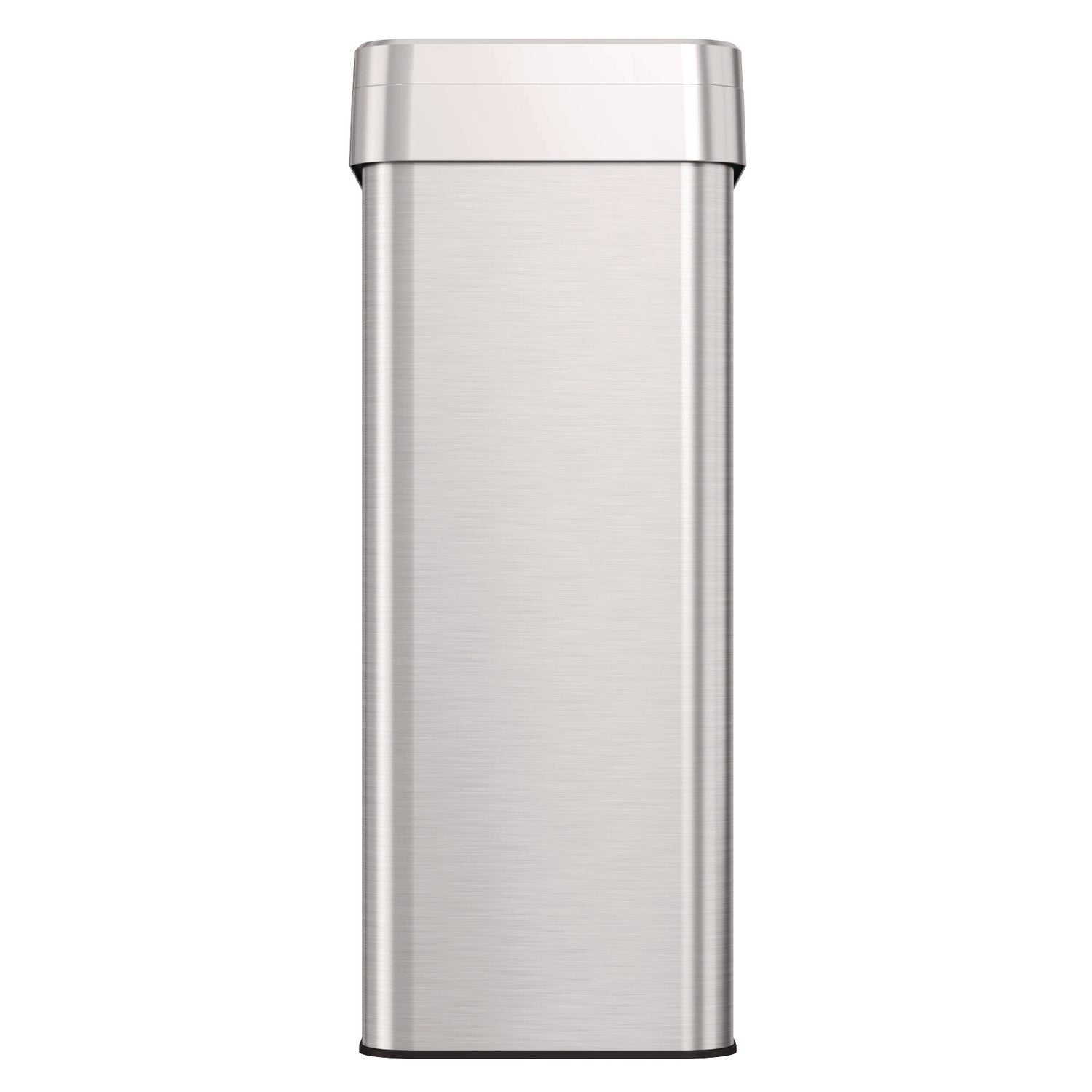 Open Top Trash Can, Rectangular, 18 gal, Plastic/Stainless Steel, Silver