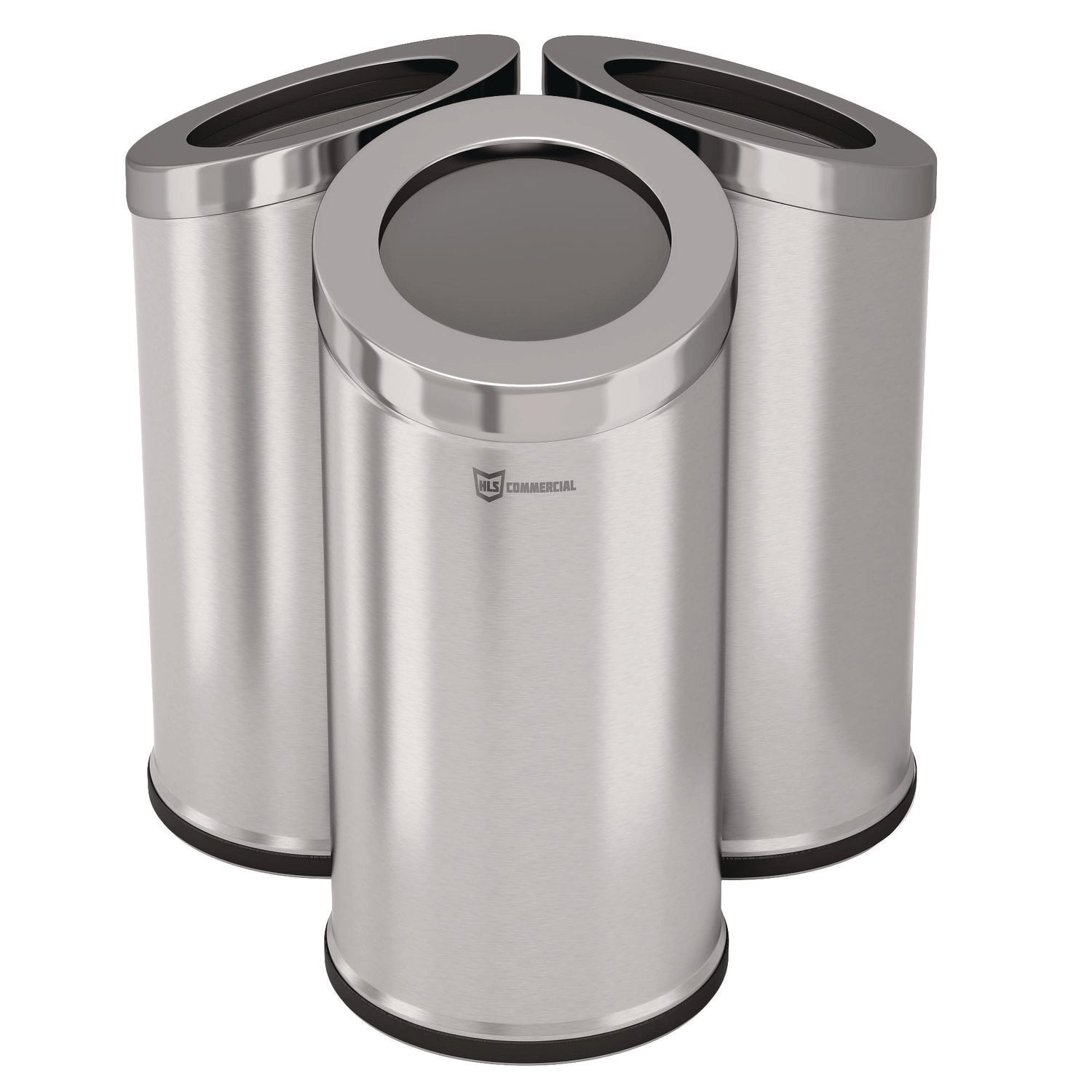 Beveled Open Top Trash Can, 15 gal, Stainless Steel, Silver