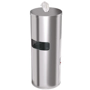 Side-Entry Trash Can with Gym Wipe Dispenser, 9 gal, Stainless Steel, Silver
