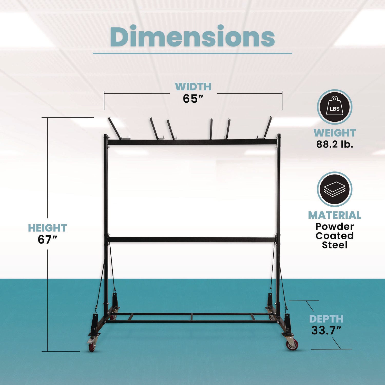 Folding Chair and Table Combo Cart, Metal, 600 lb Capacity, 33.7 x 65 x 67, Black