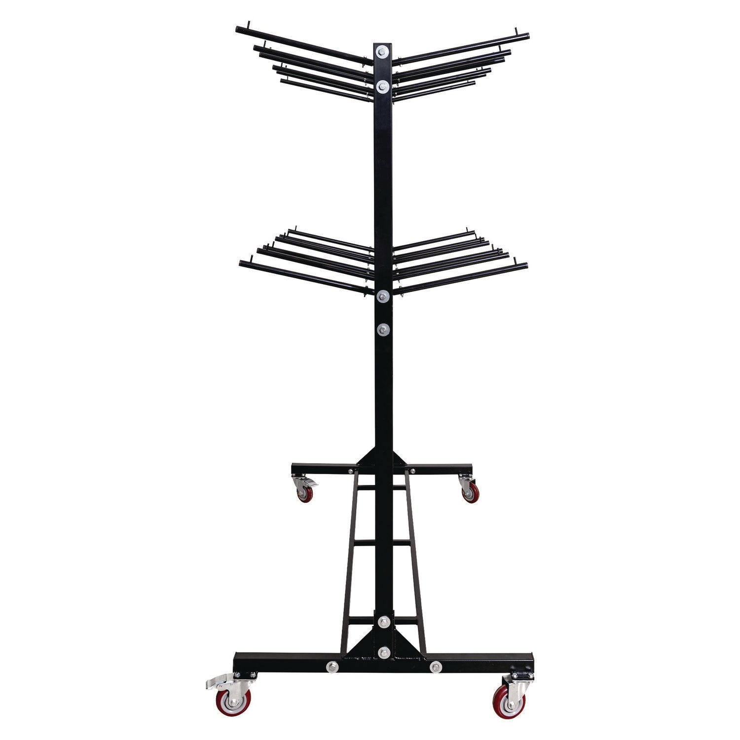 Steel Folding Chair Two-Tier Utility Cart, Metal, 1,000 lb Capacity, 33 x 65 x 68.5, Black