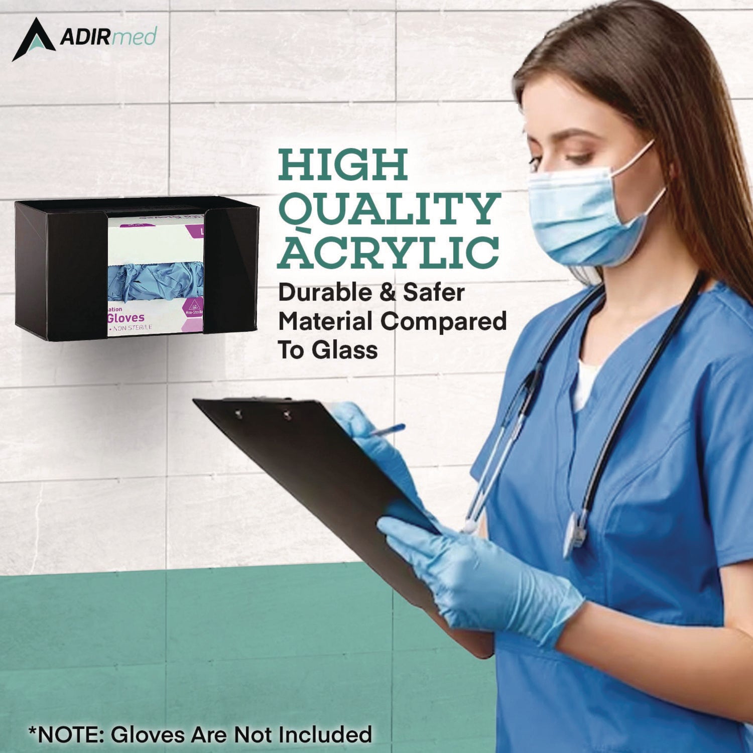 Acrylic Glove Dispenser, Single Box Capacity, 10.2 x 3.5 x 5.3, Black