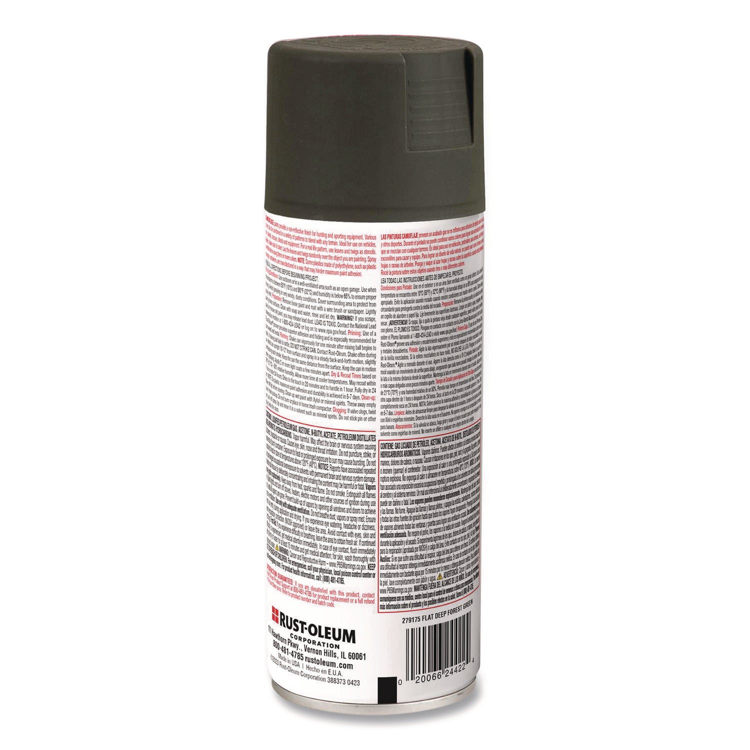 Camouflage Spray Paint, Flat Deep Forest Green, 12 oz Aerosol Can, 6/Carton