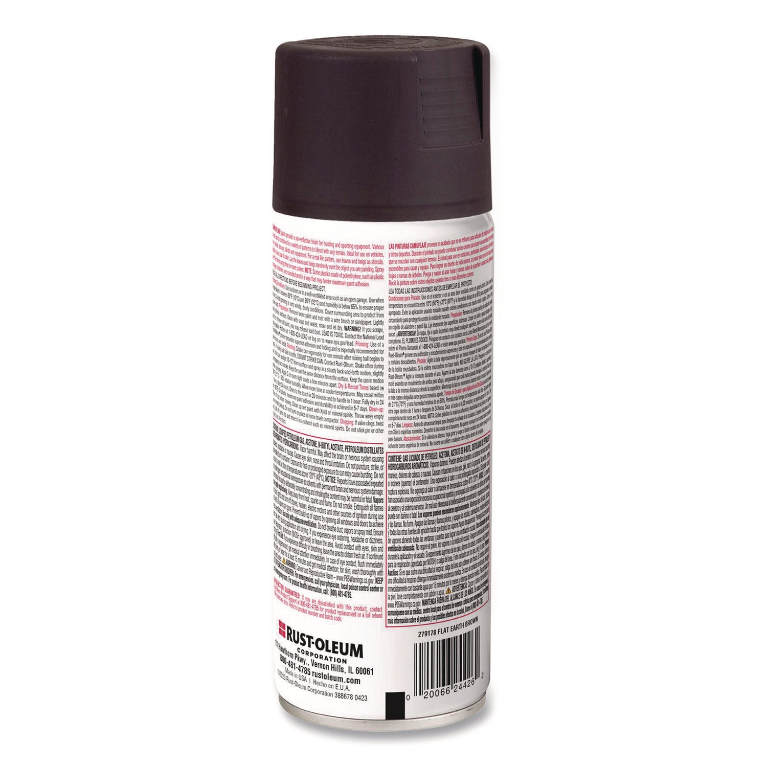 Camouflage Spray Paint, Flat Earth Brown, 12 oz Aerosol Can, 6/Carton