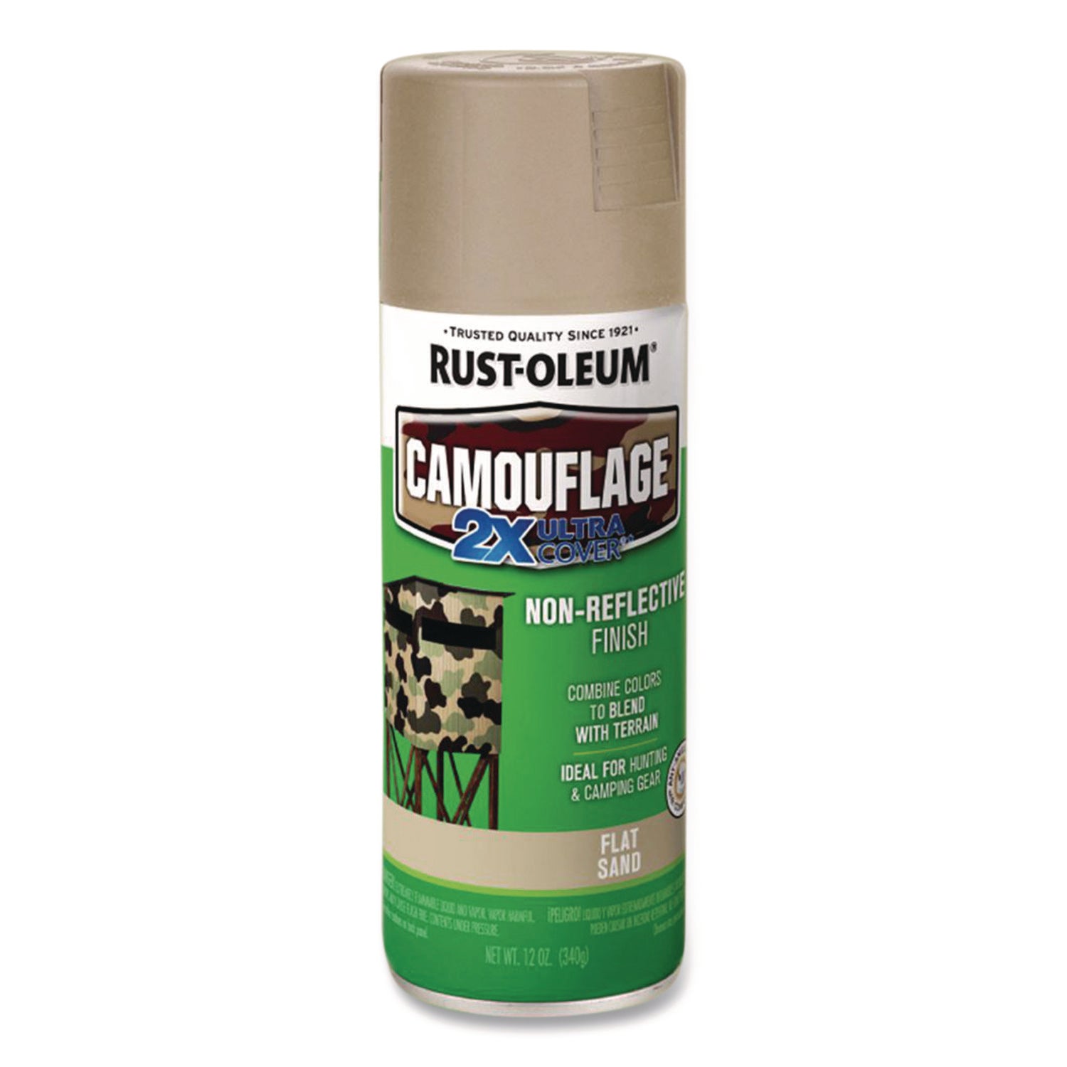 Camouflage Spray Paint, Flat Sand, 12 oz Aerosol Can, 6/Carton